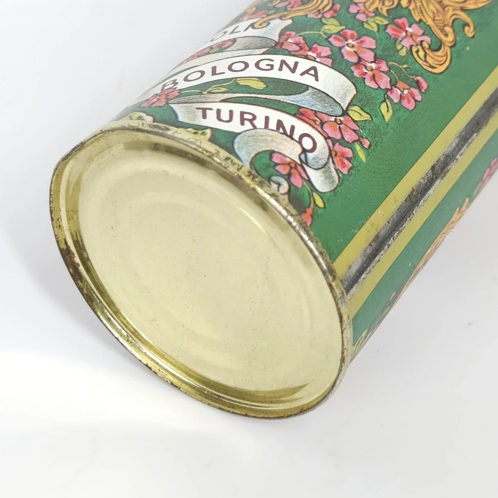 Vtg Pasta Spaghetti Storage Tin Canister Scenic Italy Retro Cottage Decor 11x3